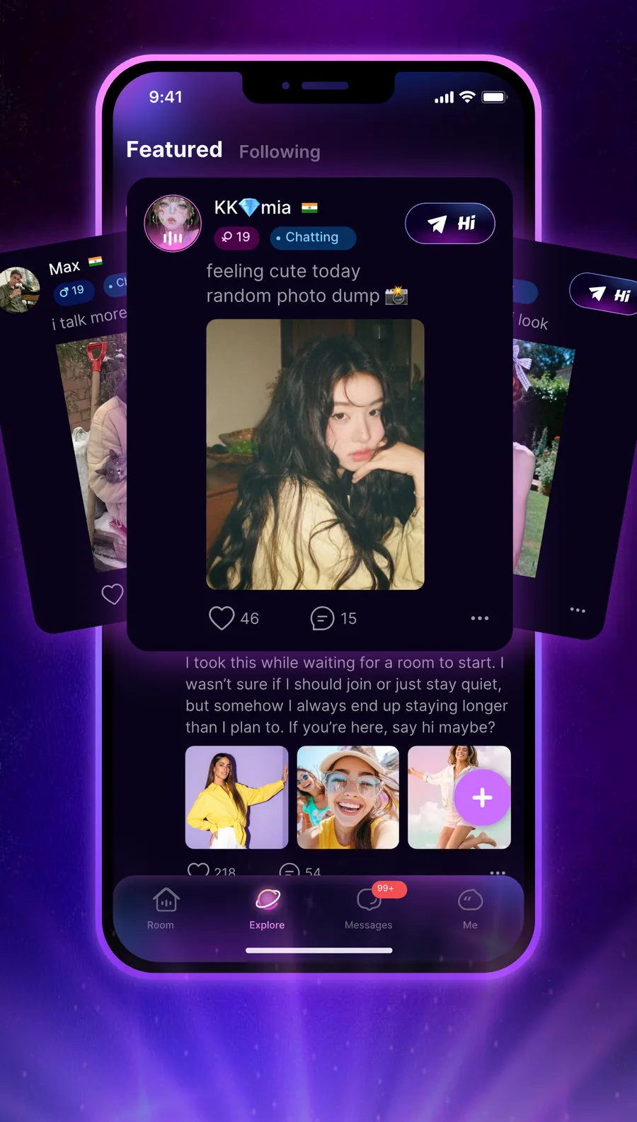 The Tivo Explore feed: member posts with photos, likes and comments.